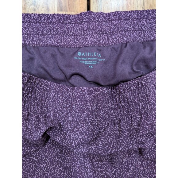 Athleta Womens Printed Mesh Racer Run Shorts Size XL 1X Purple Violet Static - Picture 3 of 5